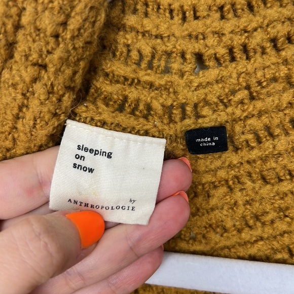 Anthropologie Sleeping on Snow Wool Alpaca Mustard Yellow Cardigan Sweater - Picture 8 of 11